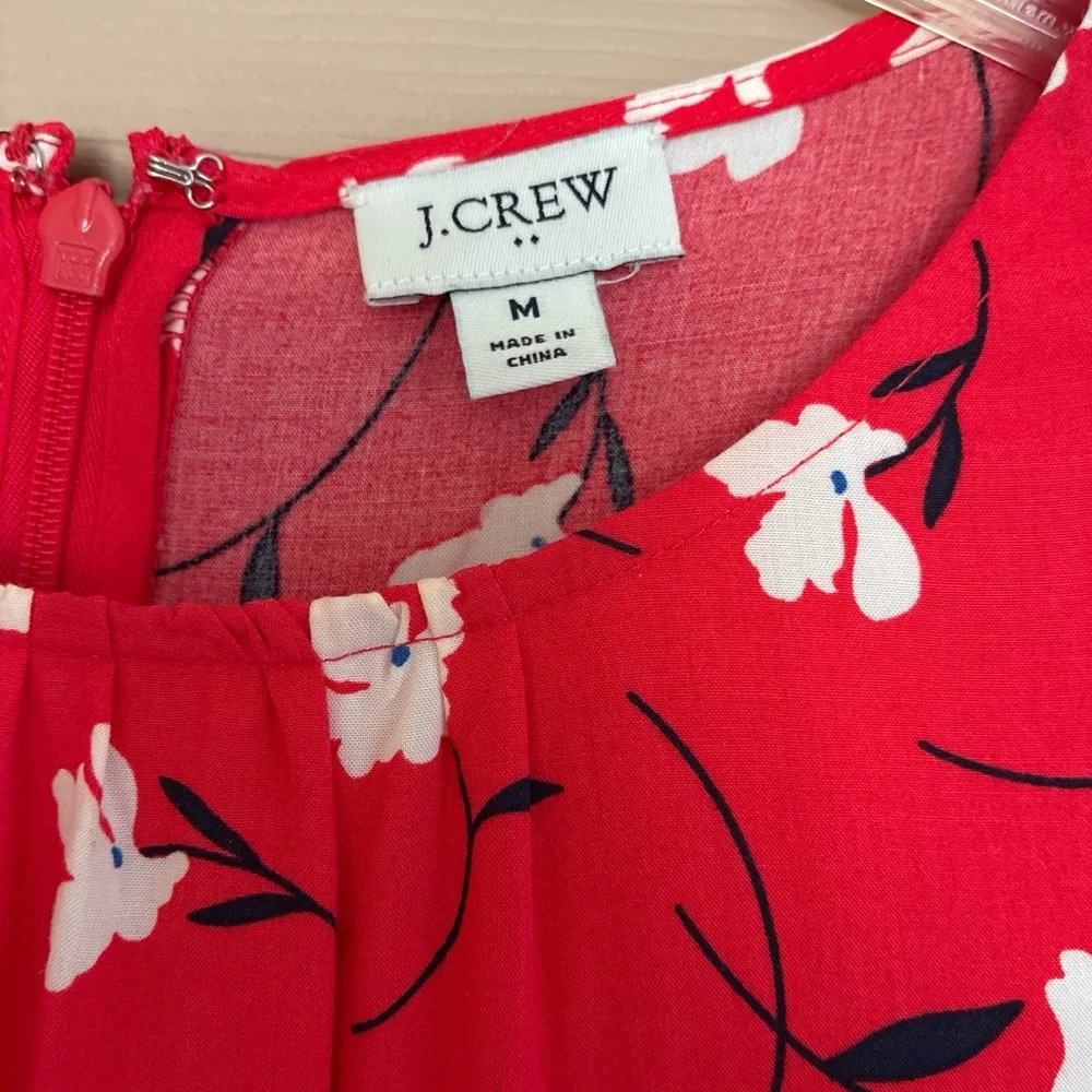 J. Crew Red Floral Maxi Dress with White Blossoms